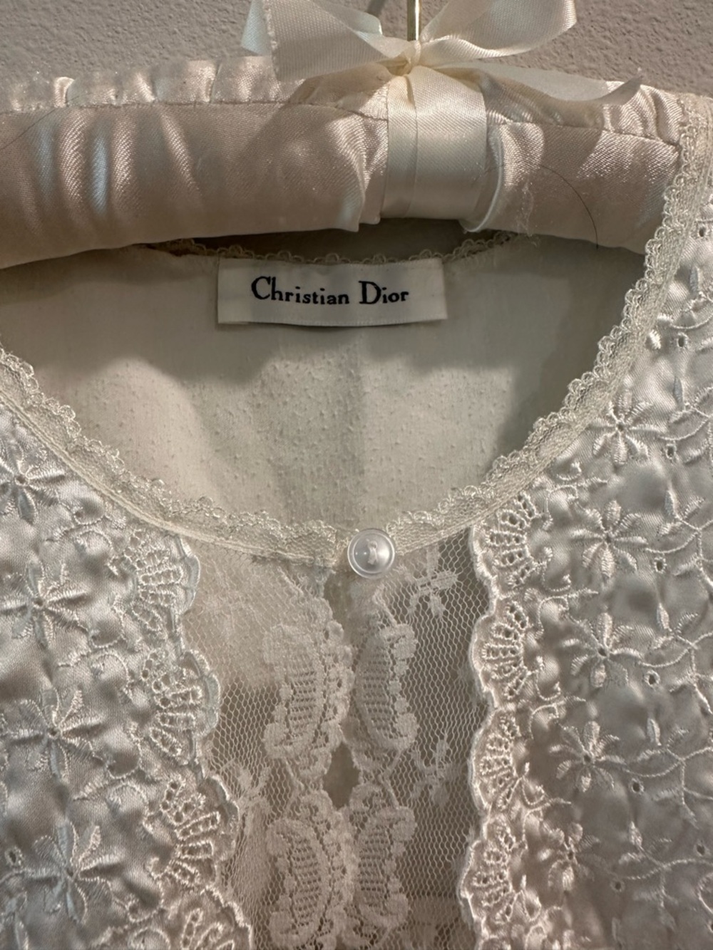 Inasne Vintage Christian Dior From The 70’s White Lace Trim Nightgown - Picture 7 of 10